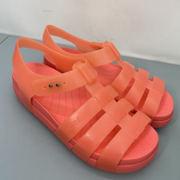 Crocs Splash Glossy Fisherman Sandals Strappy Platform Watermelon Pink Womens 9 - Picture 1 of 13